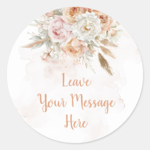 Sticker Rond Rustique Floral Onederful Amour Votre Message Ici