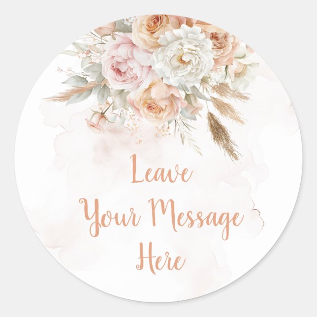 Sticker Rond Rustique Floral Onederful Amour Votre Message Ici (Devant)