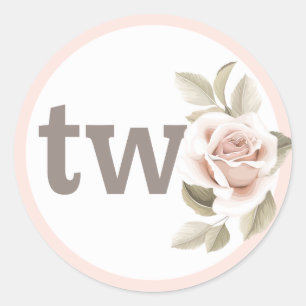Sticker Rond Rustique Floral Shabby Chic Rose 2e fête d'anniver