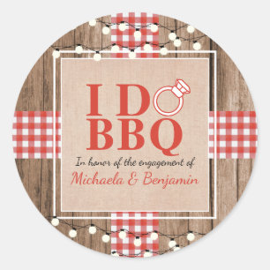 Sticker Rond Rustique I Do BBQ Engagement Partie Couples Douche