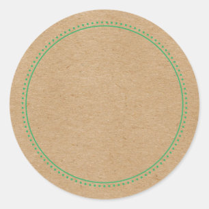 Sticker Rond Rustique Kraft Blank Écrire Sur La Frontière Dotée