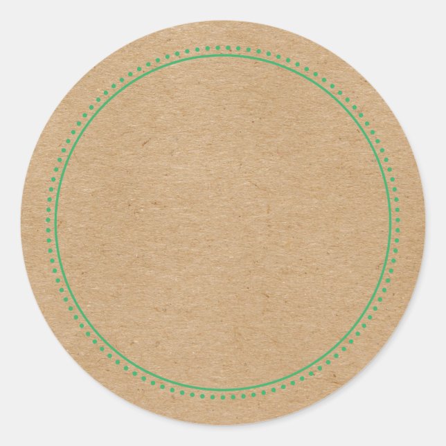 Sticker Rond Rustique Kraft Blank Écrire Sur La Frontière Dotée (Devant)