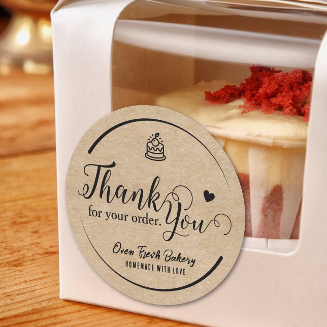 Sticker Rond Rustique Kraft boulangerie maison Merci (Créateur téléchargé)