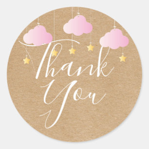 Sticker Rond Rustique kraft twinkle twinkle merci baby shower