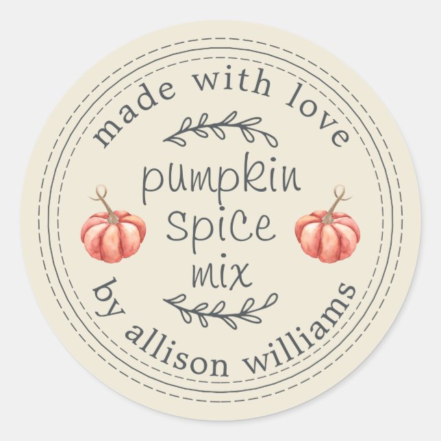Sticker Rond Rustique maison Citrouille épice Mix blanc antique (Devant)