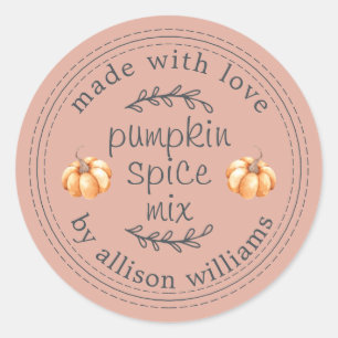 Sticker Rond Rustique maison Citrouille épice Mix Dusty rose