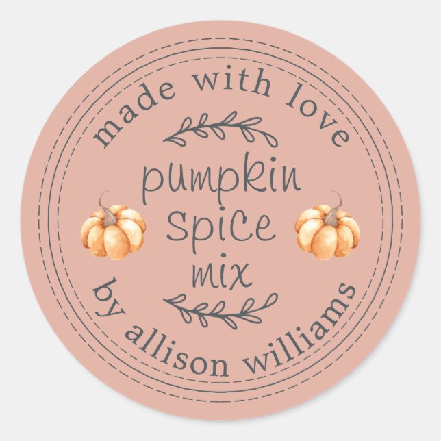 Sticker Rond Rustique maison Citrouille épice Mix Dusty rose (Devant)