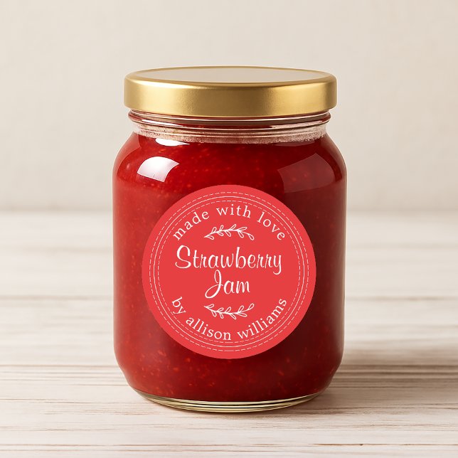 Sticker Rond Rustique maison confiture de fraises rouge (Créateur téléchargé)