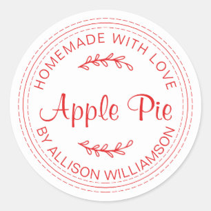 Sticker Rond Rustique Maison Produits Pâtisés Pomme Pie Rouge B