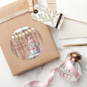 Sticker Rond Rustique moderne Elegant Baby shower Snowman
