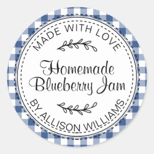 Sticker Rond Rustique moderne maison confiture de bleuet bleu c