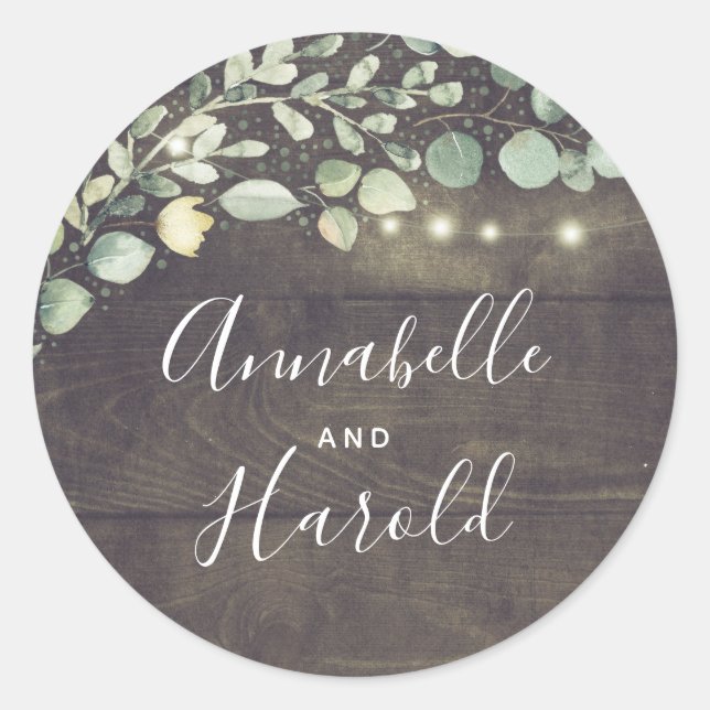 Sticker Rond Rustique Pays Mariage de verdure feuillu (Devant)
