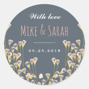 Sticker Rond Rustique Printemps Fleur Jardin Mariage Faveur Sti