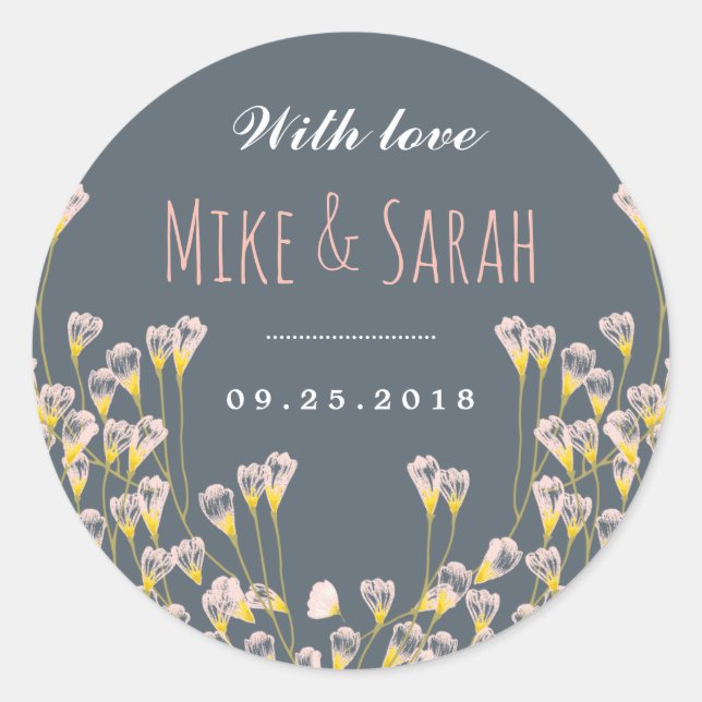 Sticker Rond Rustique Printemps Fleur Jardin Mariage Faveur Sti (Devant)