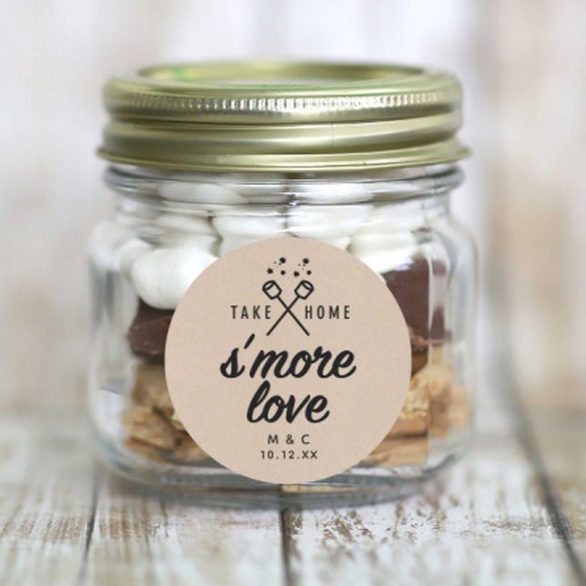 Sticker Rond Rustique S'more Love Kraft Wedding Favor (Créateur téléchargé)