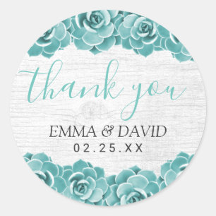 Sticker Rond Rustique Succulent Floral Élégant Merci de mariage