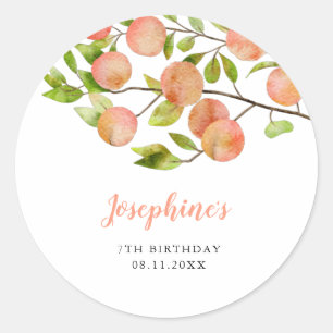Sticker Rond Rustique Sweet Peach Girl Anniversaire