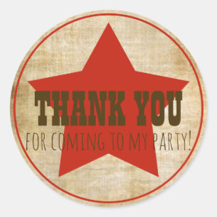 Sticker Rond Rustique Western Red Star Anniversaire Favoriser S