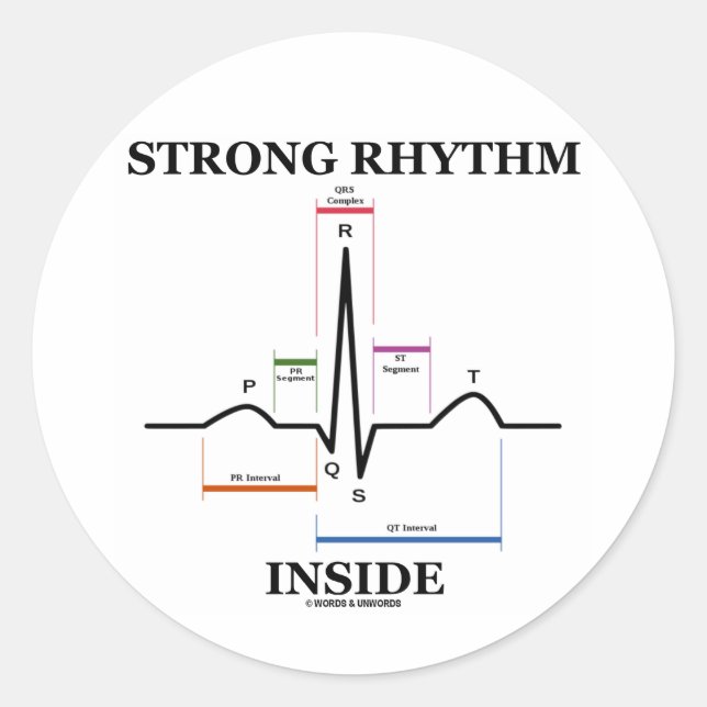 Sticker Rond Rythme fort à l'intérieur (ECG/EKG Heartbeat) (Devant)