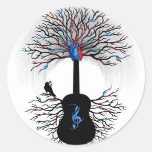 Sticker Rond "Rythmes guitare surréaliste de ~ de coeur" -