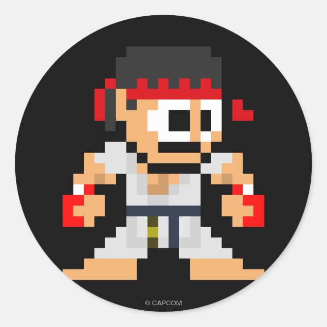 Sticker Rond Ryu à 8 bits (Devant)