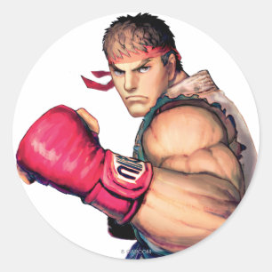 Sticker Rond Ryu avec le poing augmenté