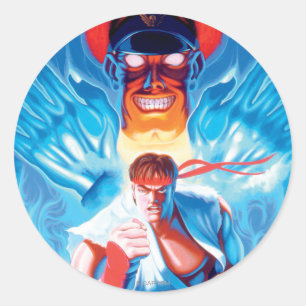 Sticker Rond Ryu contre le bison