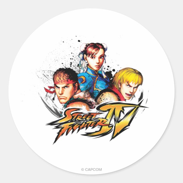Sticker Rond Ryu, Ken et Chun-Li (Devant)
