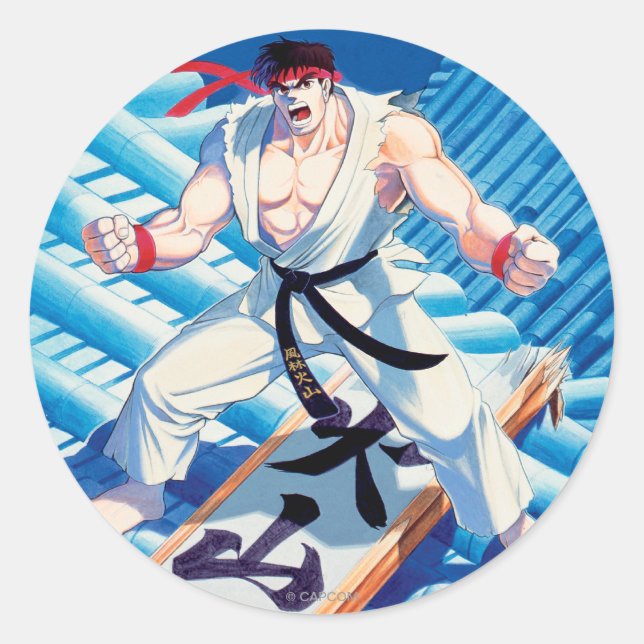 Sticker Rond Ryu sur le toit (Devant)