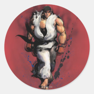 Sticker Rond Ryu Walking