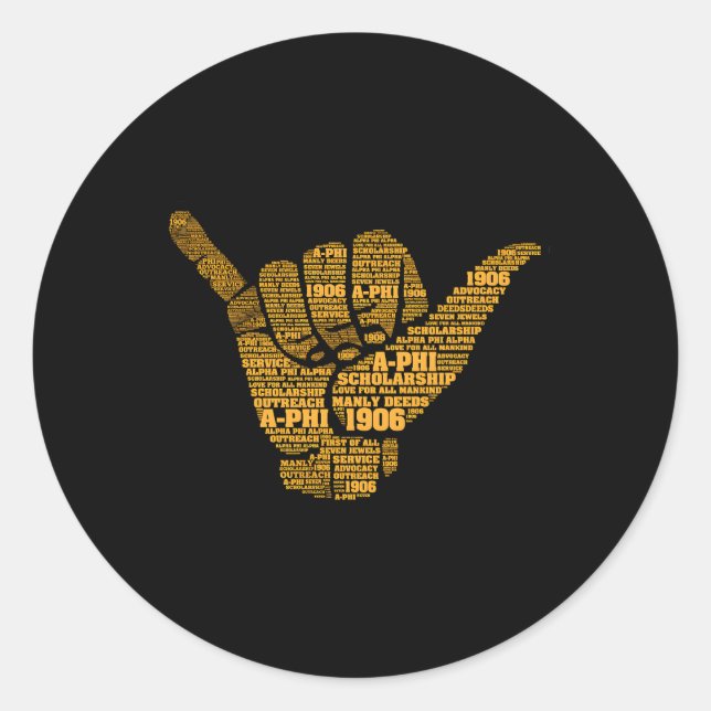Sticker Rond S Alpha Fraternité Africaine Mots À Main 1906 (Devant)
