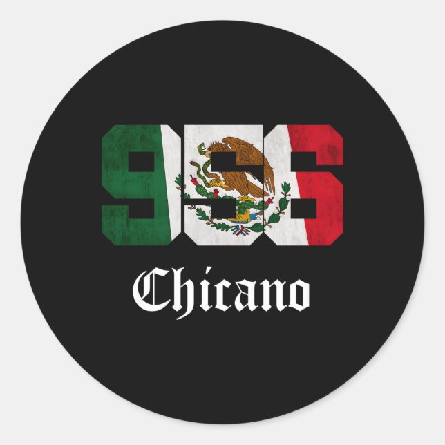 Sticker Rond S Indicateur Mexicain Chicano Texas 956 Indicatif  (Devant)