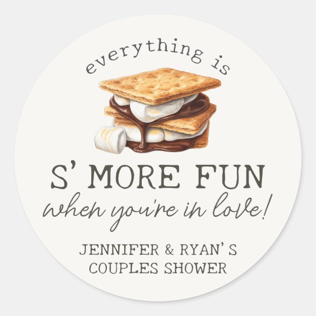 Sticker Rond S’mores Chute Bonfire Couples Extérieurs Douche (Devant)