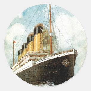 Sticker Rond S.S. Titanic en mer