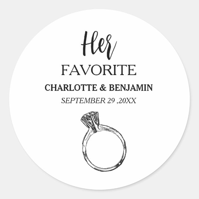 Sticker Rond Sa Faveur De Mariage Favorite (Devant)
