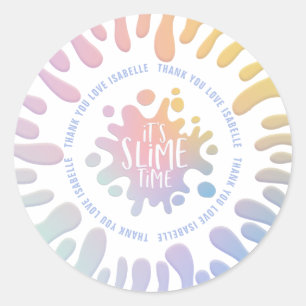 Sticker Rond Sa fête d'anniversaire de floc d'arc-en-ciel de