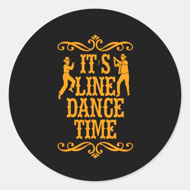 Sticker Rond Sa Ligne Danse Ligne Danser Musique Cowboy Cadeau (Devant)
