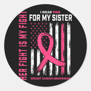 Sticker Rond Sa Lutte Est Ma Lutte Je Porte Pink Sister Breast 
