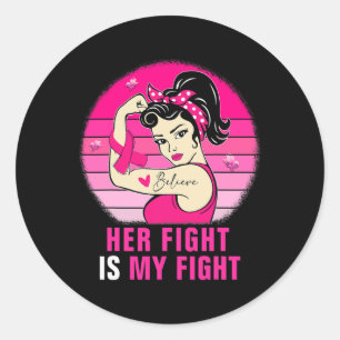 Sticker Rond Sa Lutte Est Ma Lutte Rosie Riveter Cancer Du Sein