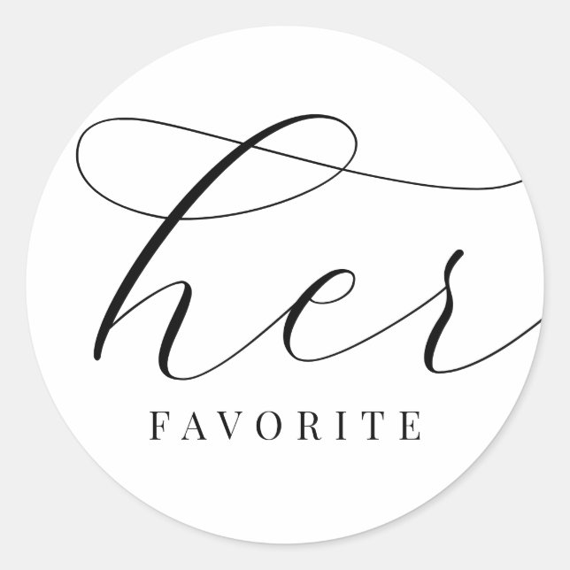Sticker Rond Sa Mariée minimale noire blanche élégante préférée (Devant)