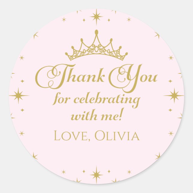 Sticker Rond Sa Royal Fiveness Gold Princess 5e anniversaire (Devant)