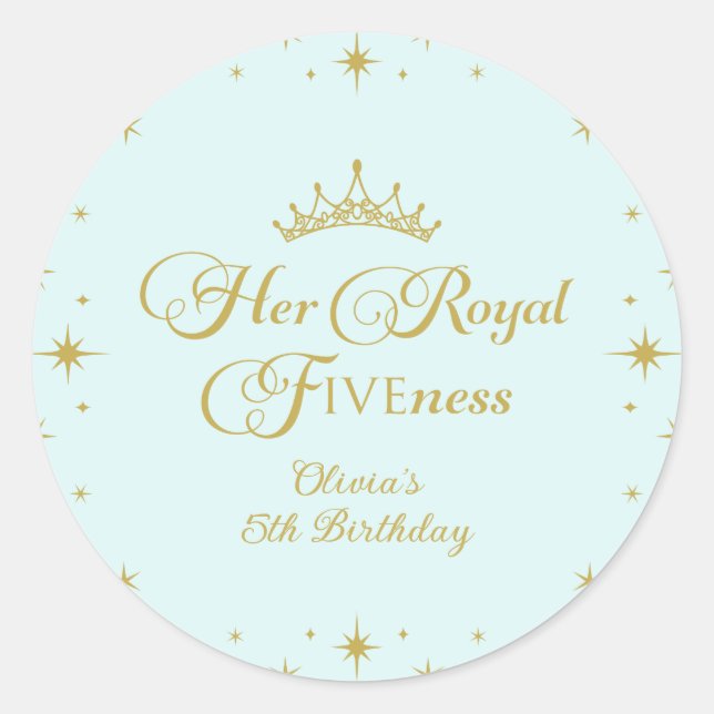 Sticker Rond Sa Royal Fiveness Gold Princess 5e anniversaire (Devant)