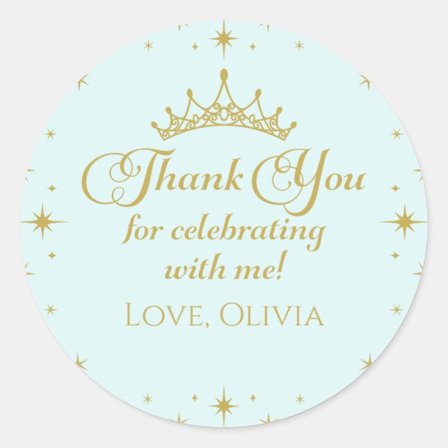 Sticker Rond Sa Royal Fiveness Gold Princess 5e anniversaire (Devant)