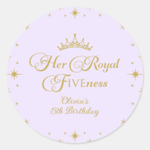 Sticker Rond Sa Royal Fiveness Gold Princess 5e anniversaire