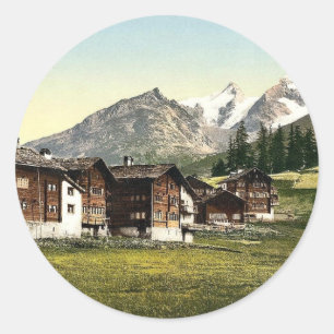 Sticker Rond Saas Fee, Sennhutten, Valais, Alpes de, Suisse