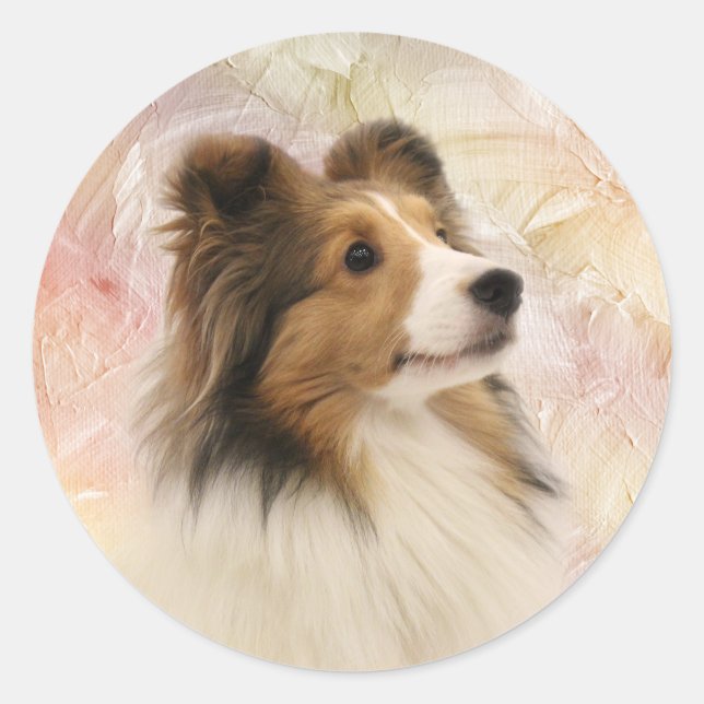 Sticker Rond Sable Shetland Sheepdog (Devant)
