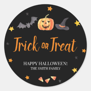 Sticker Rond Sac à coller ou à traiter, Fête d'Halloween Favori