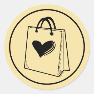 Sticker Rond Sac d'achat minimaliste noir