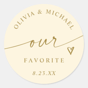 Sticker Rond Sac de friandises de mariage Cream & Gold Our Favo