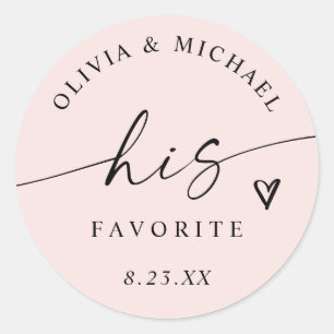 Sticker Rond Sac de mariage à son script préféré rose blush